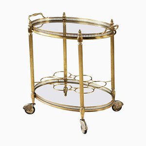 Mid-Century Polished Brass Cocktail Drinks Trolley or Bar Cart
