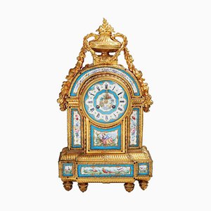 Sevres Porcelain Blue Celeste and Ormolu Mounted Mantel Clock