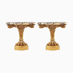 Early 19th Century Italian Neoclassical Giltwood Console Tables, Set of 2