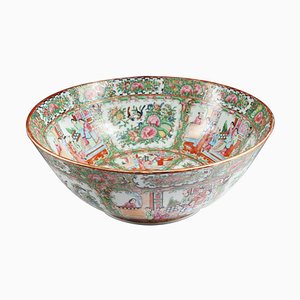 Large Chinese Export Rose Medallion Porcelain Punch Bowl
