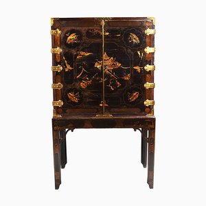 George III Black Japanned Lacquer Cabinet on Stand, 1890s