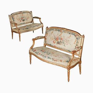 18th Century Neoclassical Louis XVI Marquise Settees from Pierre Laroque, 1890s, Set of 2