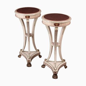 19th Century Neoclassical Painted Parcel-Gilt Pedestals, Set of 2