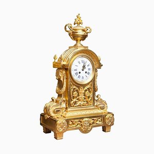 Horloge de Cheminée Dorée, France, 1890s
