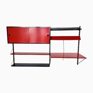 Red and Black Metal Wall Unit by Tjerk Rijenga for Pilastro, the Netherlands, 1960s