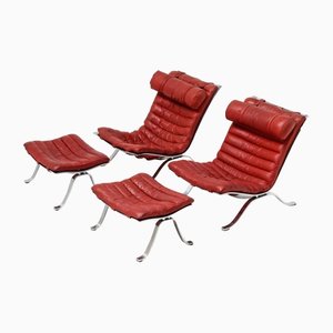 Ari Lounge Chairs & Ottomans by Arne Norell for AB Arne Norell, 1966, Set of 4