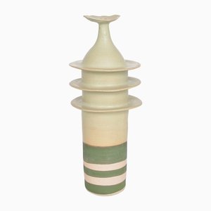 Jarrón Pagoda abstracto de cerámica de Alan Ashpool, England, años 70