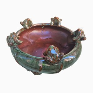 Art Deco Ceramic Bowl with Frogs, 1920s