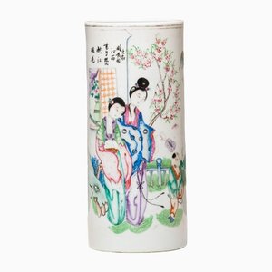 18th Century Kangxi Porcelain and Enamel Painted Brush Vase, 1720s