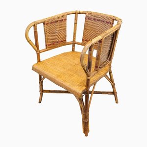 Bamboo and Wicker Armchair, 1950s