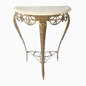 Bronze Console Table with Marble Top