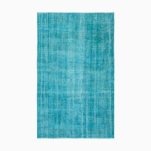 Tapis Turquoise en Laine Surteintée