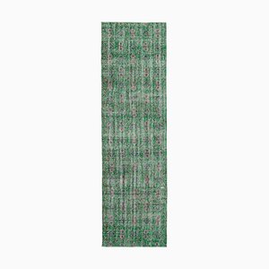 Vintage Green Overdyed Runner Rug