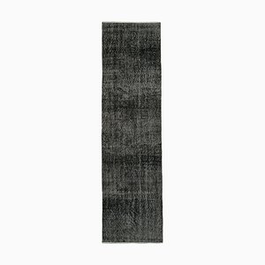 Vintage Black Overdyed Runner Rug