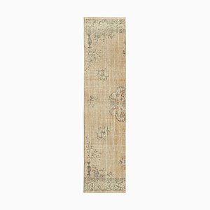 Vintage Beige Overdyed Runner Rug