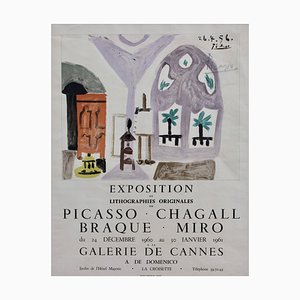Picasso Galerie de Cannes Exhibition Lithograph Poster, Framed