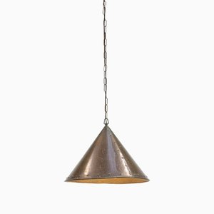 Scandinavian Brutalist Handcrafted Conical Copper Pendant by T. H. Valentiner, Denmark, 1960s