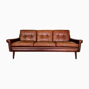 Mid-Century Danish Brown Leather Sofa from Svend Skipper, 1969