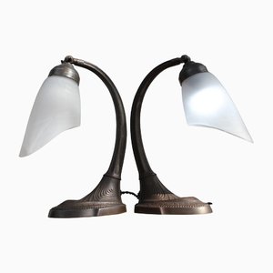 Lampade da scrivania in ottone e bronzo, anni '60, set di 2