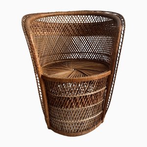 Silla Bucket vintage de mimbre