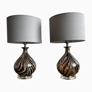 Swirl Glass Table Lamps, Set of 2
