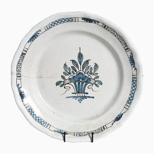 Französischer Teller in Blau & Weiß mit Cul Noir, 1800er