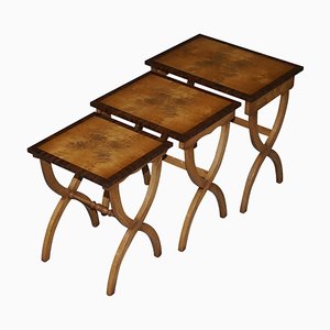 Tavolini ad incastro in radica di quercia di Bevan Funnell, set di 3