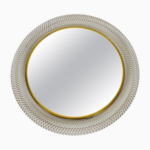 Round Brass Framed Wall Mirror, Italy, 1960s