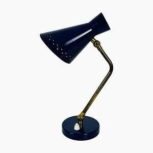 Blue and Brass Table Lamp from Stilnovo, Italy, 1960s