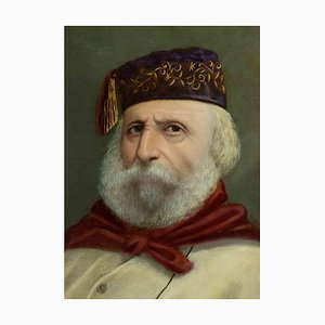 Desconocido, retrato de Giuseppe Garibaldi, pintura al óleo, siglo XIX, enmarcado