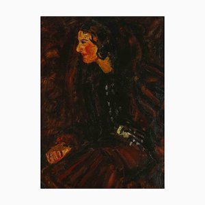 Antonio Feltrinelli, mujer, pintura al óleo sobre lienzo, años 20