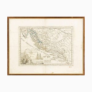 Giovanni Mignani, Map of Dalmatia & Adjacent Islands, Etching, 1792, Framed