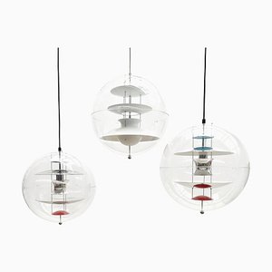 Verpan Suspension Glass Globes attributed to Verner Panton, Italy, 1970s, Set of 3