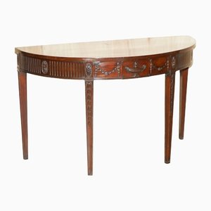 18th Century Burl Hardwood Carved Adams Demi Line Console Table by Charles & Ray Eames