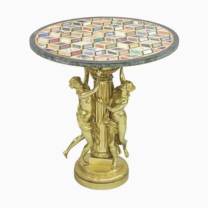 Table Spécimen Pietra Dura Antique en Bronze Doré, 19ème Siècle par Charles & Ray Eames