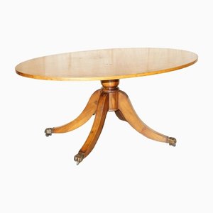 Vintage Oval Burr Yew Wood Coffee Table with Castors from Bevan Funnell