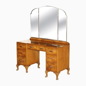 Art Deco Burr Walnut Dressing Table with Mirrors from Waring & Gillow