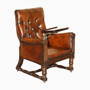 Fauteuil Chesterfield Regency en Cuir Marron, 1810s