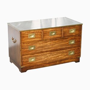 Reprodux Campaign Chest of Drawers with Leather Top by Bevan Funnell
