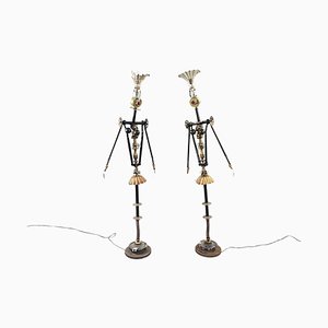 Postmodern Metal, Glass and Marble Light Sculptures, Italy, 2000s, Set of 2