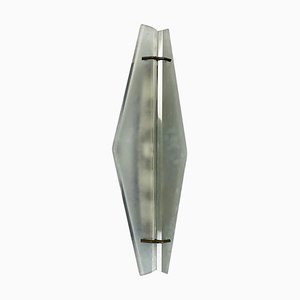 Italian Brass and Glass 6-Light Wall Light attributed to Max Ingrand for Fontana Arte, 1960s