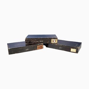 Cajas italianas rectangulares de madera oscura, década de 1900. Juego de 3