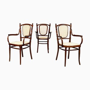 Austrian Straw and Wood Chairs from Thonet, 1900s, Set of 3