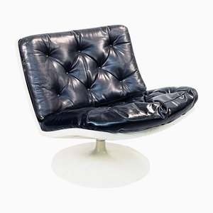Space Age Leather Swivel Chair from Play, Italy, 1970s