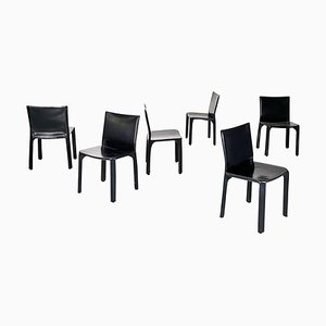Italian Modern CAB-414 Chairs in Leather by Mario Bellini for Cassina, 1980s, Set of 6