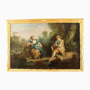D'après Jean-Antoine Watteau, La Sérénade, Début 19ème Siècle, Huile sur Toile