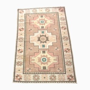 Vintage Brown Boho and Eclectic Oushak Rug