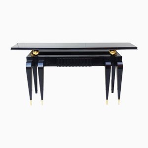 Art Deco Console in Black Lacquered Wood, 1930