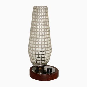 Lámpara de mesita de noche vintage de vidrio, años 60