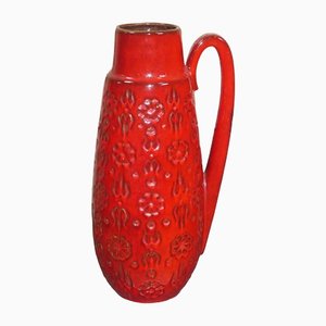 Large Red Ceramic Berinna 424-46 Floor Vase from Scheurich, 1970s
